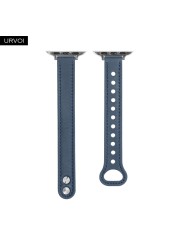 URVOI Strap for Apple Watch Series 7 6 SE 5 4 3 Sport Band Slim Genuine Leather Double Pin Buckle for iWatch Modern Design 40mm