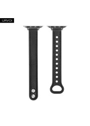 URVOI Strap for Apple Watch Series 7 6 SE 5 4 3 Sport Band Slim Genuine Leather Double Pin Buckle for iWatch Modern Design 40mm