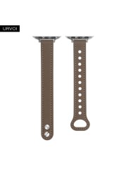 URVOI Strap for Apple Watch Series 7 6 SE 5 4 3 Sport Band Slim Genuine Leather Double Pin Buckle for iWatch Modern Design 40mm