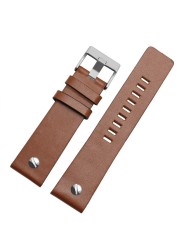 Genuine Leather Watchband Bracelet 22 24 26 28 30mm Watch Strap with Rivet for Diesel DZ7406 DZT2009 DZ7413 DZ7257 Watch Band