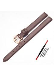 Genuine Leather Watch Bracelet for Women Fashion Watches Wristwatches Small Band 6mm 8mm 10mm 12mm Red White Color Small Strap