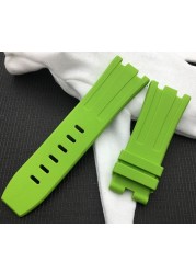 28mm Black Blue 15703 Nature Rubber Silicone Watchband Men Watch Strap Band for AP Watch Audemars & Piguet Strap Logo Tools