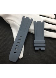 28mm Black Blue 15703 Nature Rubber Silicone Watchband Men Watch Strap Band for AP Watch Audemars & Piguet Strap Logo Tools