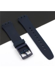 20mm silicone strap female pin buckle watch accessories for swatch SUSB400 SUSW402 men's sports waterproof bracelet watch band