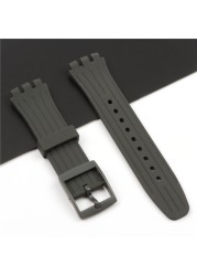 20mm silicone strap female pin buckle watch accessories for swatch SUSB400 SUSW402 men's sports waterproof bracelet watch band