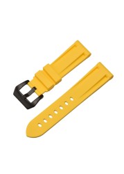 HQ Silicone Strap 20 22 24 26mm Camouflage Watch Band Silicone Rubber Watchband Replacement for PAM Strap and Steel Buckle