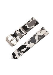 HQ Silicone Strap 20 22 24 26mm Camouflage Watch Band Silicone Rubber Watchband Replacement for PAM Strap and Steel Buckle