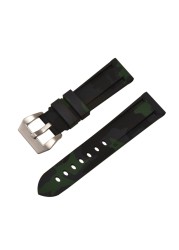 HQ Silicone Strap 20 22 24 26mm Camouflage Watch Band Silicone Rubber Watchband Replacement for PAM Strap and Steel Buckle