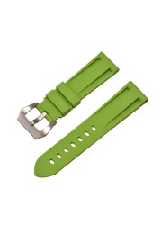 HQ Silicone Strap 20 22 24 26mm Camouflage Watch Band Silicone Rubber Watchband Replacement for PAM Strap and Steel Buckle