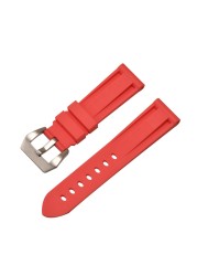 HQ Silicone Strap 20 22 24 26mm Camouflage Watch Band Silicone Rubber Watchband Replacement for PAM Strap and Steel Buckle