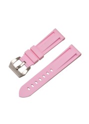 HQ Silicone Strap 20 22 24 26mm Camouflage Watch Band Silicone Rubber Watchband Replacement for PAM Strap and Steel Buckle