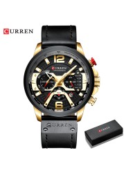 CURREN Men's Fashion Sport Watches Luxury Brand Military Style Leather Wrist Watch Chronograph Fashion