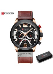 CURREN Men's Fashion Sport Watches Luxury Brand Military Style Leather Wrist Watch Chronograph Fashion