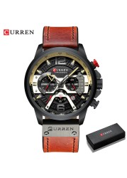 CURREN Men's Fashion Sport Watches Luxury Brand Military Style Leather Wrist Watch Chronograph Fashion