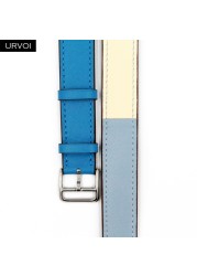 URVOI Double Round Band for Apple Watch Series 7 6 SE 5 4 3 Strap for iwatch Strap High Quality Soft Genuine Leather Loop Wraps