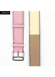 URVOI Double Round Band for Apple Watch Series 7 6 SE 5 4 3 Strap for iwatch Strap High Quality Soft Genuine Leather Loop Wraps