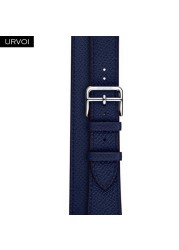 URVOI Double Round Band for Apple Watch Series 7 6 SE 5 4 3 Strap for iwatch Strap High Quality Soft Genuine Leather Loop Wraps