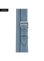 URVOI Double Round Band for Apple Watch Series 7 6 SE 5 4 3 Strap for iwatch Strap High Quality Soft Genuine Leather Loop Wraps