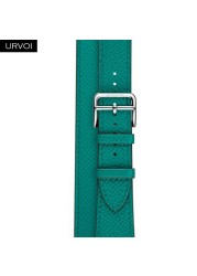 URVOI Double Round Band for Apple Watch Series 7 6 SE 5 4 3 Strap for iwatch Strap High Quality Soft Genuine Leather Loop Wraps