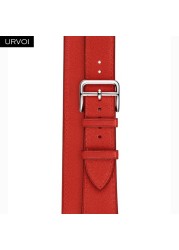 URVOI Double Round Band for Apple Watch Series 7 6 SE 5 4 3 Strap for iwatch Strap High Quality Soft Genuine Leather Loop Wraps