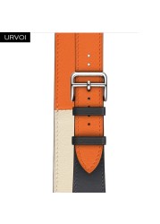 URVOI Double Round Band for Apple Watch Series 7 6 SE 5 4 3 Strap for iwatch Strap High Quality Soft Genuine Leather Loop Wraps