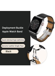 High Quality Genuine Leather Single Turn Buckle Strap for iwatch Apple Watch7 6 Se 5 4 3 2 1