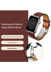 High Quality Genuine Leather Single Turn Buckle Strap for iwatch Apple Watch7 6 Se 5 4 3 2 1