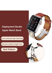 High Quality Genuine Leather Single Turn Buckle Strap for iwatch Apple Watch7 6 Se 5 4 3 2 1