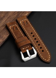 F4 Leather Watch Band for Men, Thick, Handmade, Retro, 20, 22, 24, 26mm, for pm111, 441