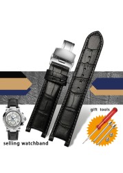 Slub style prong cowhide leather watch strap for GC gu-ess pasha male bracelet 20*11mm 22*13mm prong end watchband butterfly strap