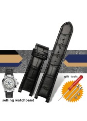 Slub style prong cowhide leather watch strap for GC gu-ess pasha male bracelet 20*11mm 22*13mm prong end watchband butterfly strap