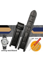 Slub style prong cowhide leather watch strap for GC gu-ess pasha male bracelet 20*11mm 22*13mm prong end watchband butterfly strap