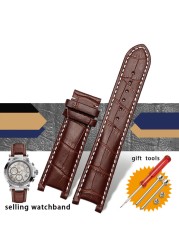 Slub style prong cowhide leather watch strap for GC gu-ess pasha male bracelet 20*11mm 22*13mm prong end watchband butterfly strap