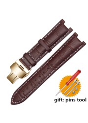 Genuine leather watchband for GC wristband 22*13mm 20*11mm engraved strap with butterfly stainless steel buckle