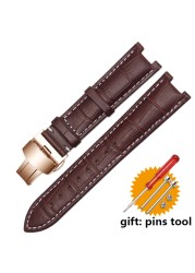 Genuine leather watchband for GC wristband 22*13mm 20*11mm engraved strap with butterfly stainless steel buckle