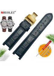 Genuine leather watchband for GC wristband 22*13mm 20*11mm engraved strap with butterfly stainless steel buckle