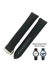 19mm 20mm 21mm High Quality Nylon Fabric Cowhide Watchband For Omega Seamaster AT150 De Ville Speedmaster Curved Watch Strap