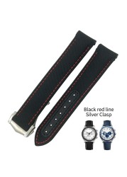 19mm 20mm 21mm High Quality Nylon Fabric Cowhide Watchband For Omega Seamaster AT150 De Ville Speedmaster Curved Watch Strap