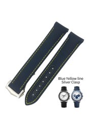 19mm 20mm 21mm High Quality Nylon Fabric Cowhide Watchband For Omega Seamaster AT150 De Ville Speedmaster Curved Watch Strap