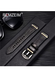 Rimzm Tanned Leather Watch Strap Antique Watch Strap 18mm 20mm 22mm 24mm Red Gray Blue High Quality Wristband Strap Accessories