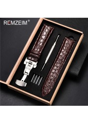 REMZEIM Calfskin Watchband 18mm 19mm 20mm 21mm 22mm 24mm Women Men Leather Strap Watch Band Accessories Wristband