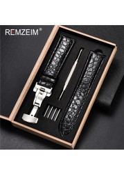 REMZEIM Calfskin Watchband 18mm 19mm 20mm 21mm 22mm 24mm Women Men Leather Strap Watch Band Accessories Wristband