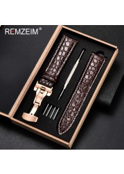 REMZEIM Calfskin Watchband 18mm 19mm 20mm 21mm 22mm 24mm Women Men Leather Strap Watch Band Accessories Wristband