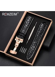 REMZEIM Calfskin Watchband 18mm 19mm 20mm 21mm 22mm 24mm Women Men Leather Strap Watch Band Accessories Wristband