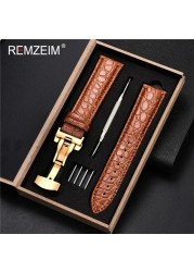 REMZEIM Calfskin Watchband 18mm 19mm 20mm 21mm 22mm 24mm Women Men Leather Strap Watch Band Accessories Wristband