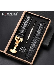 REMZEIM Calfskin Watchband 18mm 19mm 20mm 21mm 22mm 24mm Women Men Leather Strap Watch Band Accessories Wristband