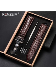 REMZEIM Calfskin Watchband 18mm 19mm 20mm 21mm 22mm 24mm Women Men Leather Strap Watch Band Accessories Wristband