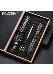 REMZEIM Calfskin Watchband 18mm 19mm 20mm 21mm 22mm 24mm Women Men Leather Strap Watch Band Accessories Wristband