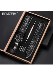 REMZEIM Calfskin Watchband 18mm 19mm 20mm 21mm 22mm 24mm Women Men Leather Strap Watch Band Accessories Wristband