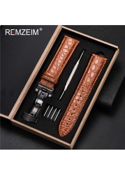 REMZEIM Calfskin Watchband 18mm 19mm 20mm 21mm 22mm 24mm Women Men Leather Strap Watch Band Accessories Wristband